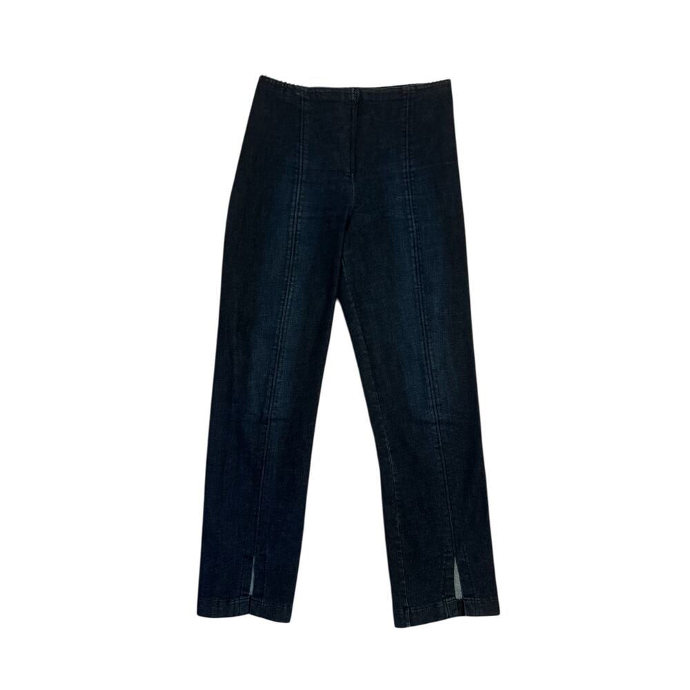 8 Mesmerize Dark Wash Zip Front High Waist Jeans Denim Pants Front Ankle Slit